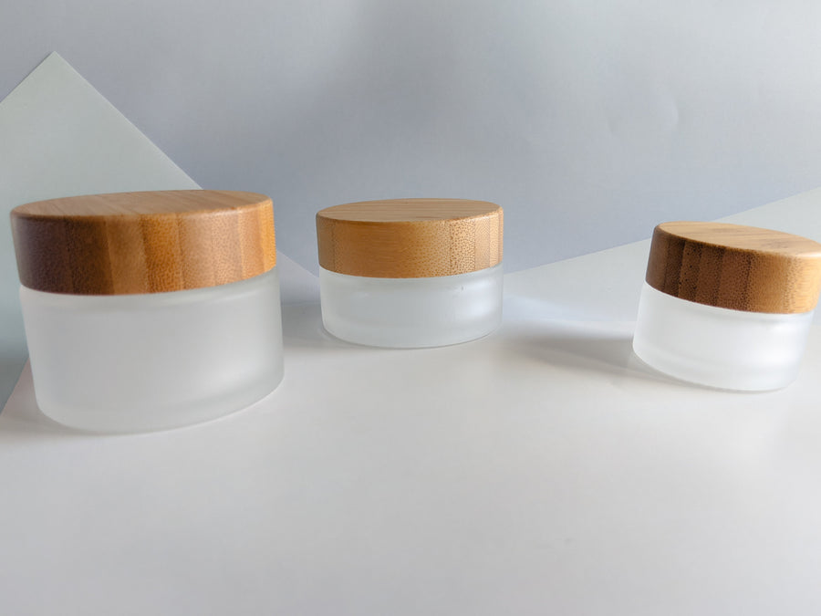 Bamboo Frosted Glass Cosmetic Jar