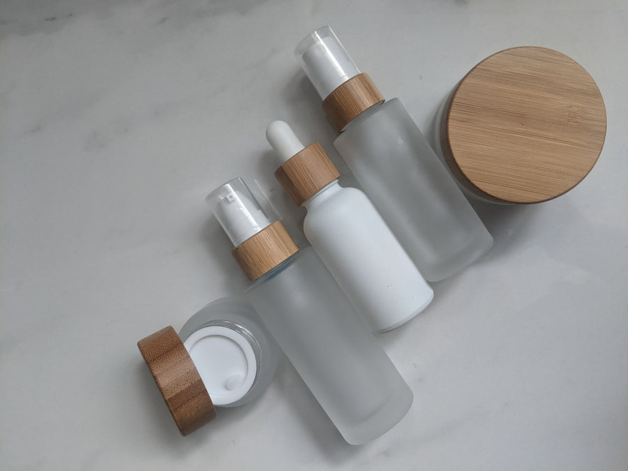 Bamboo Glass Bottle with Spray